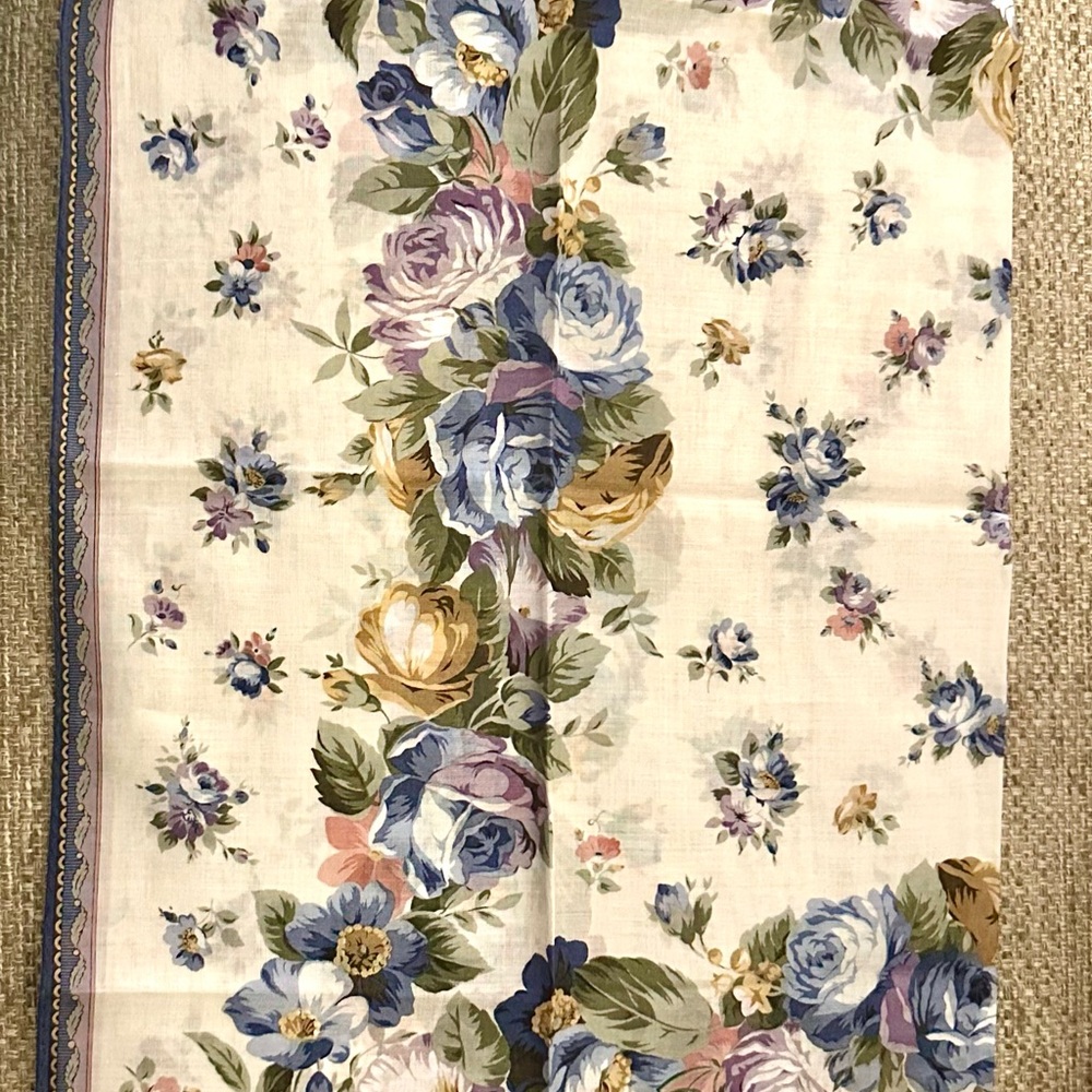 Laura Ashley Floral Handkerchief - New Blue and Multicolor Bandana Square - Picture 10 of 10
